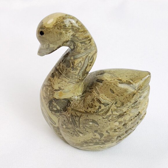 Elegant Hand Carved Marble Swan Figurine Vintage Graceful Rustic Stone Decor 4" - Picture 4 of 7